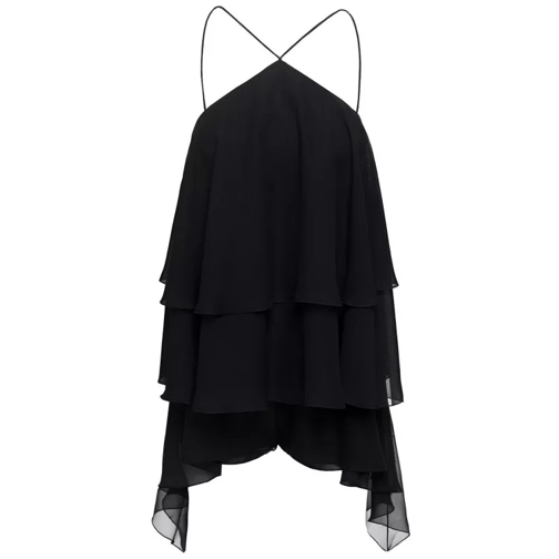 Andamane Malena Georgette Playsuit With Ruffle Detailing In Black 