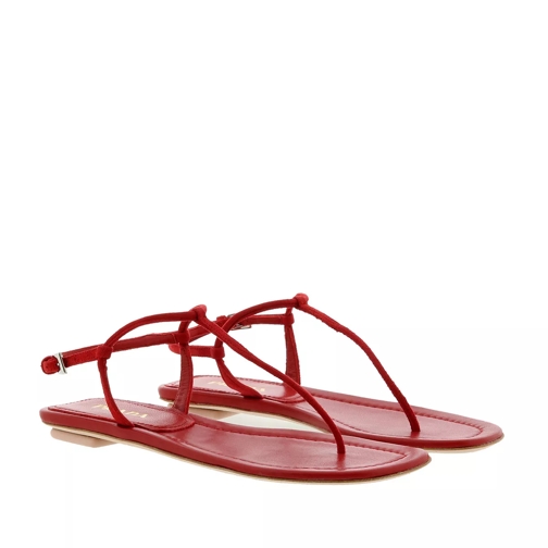 Prada Flat Sandals Suede Red Sandaler