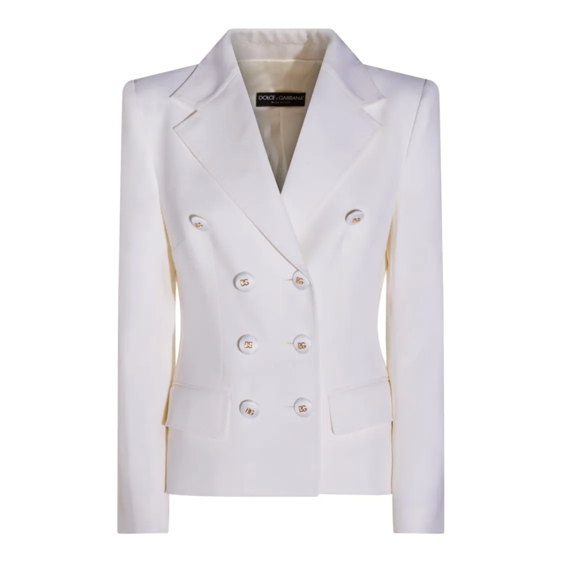 Dolce&Gabbana Blazer Double-Breasted White Wool Blazer With Structured  White