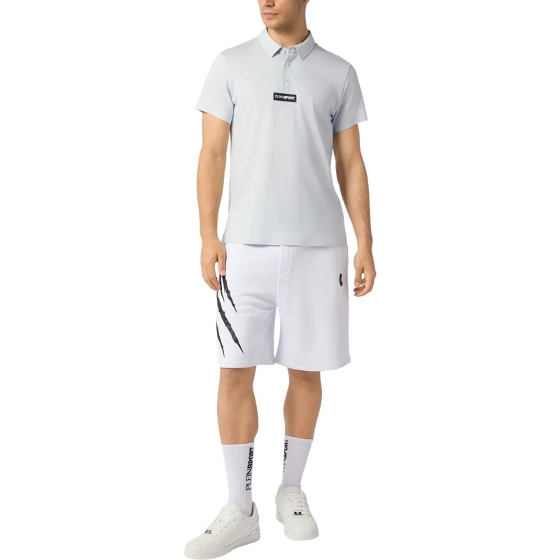 Plein Sport Top Pique Polo T-Shirt Scratch hell-blau(Image 4)
