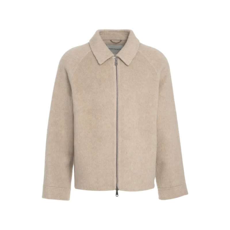 Amaranto  Amaranth Wool Jacket With Classic Collar And Relax Neutrals