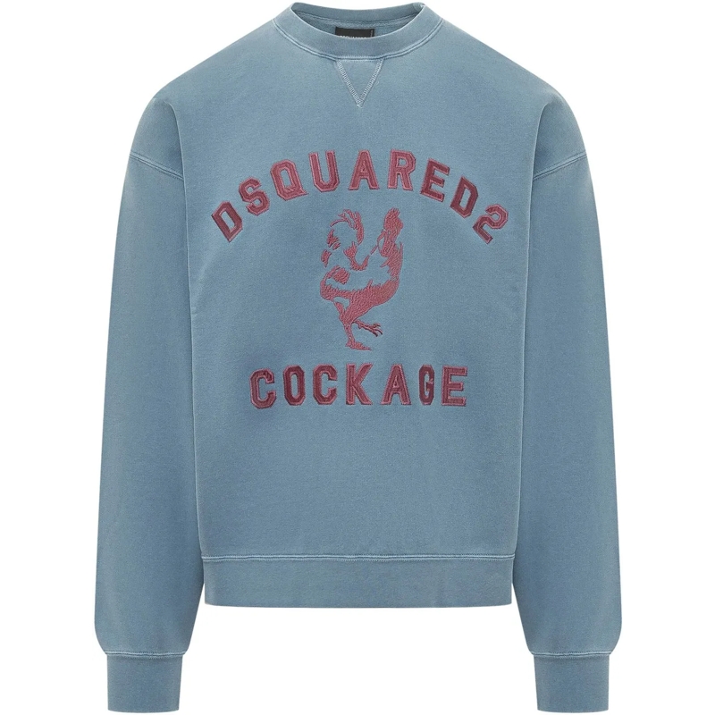 Dsquared2  Felpa Girocollo Corta e Ampia con Stampa Grafica blau