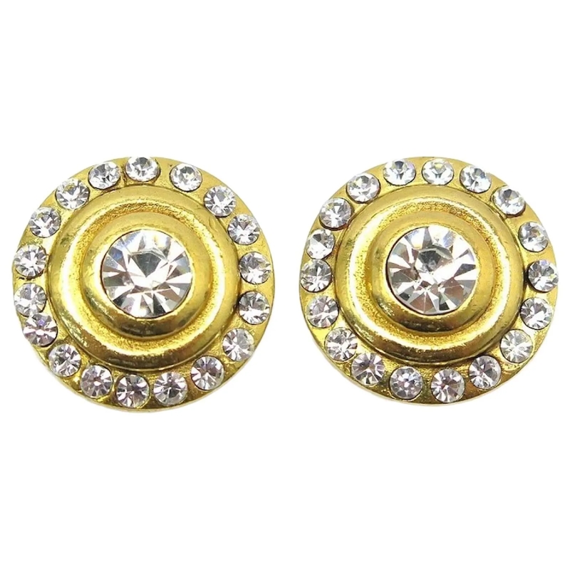 Chanel Ohrstecker NEUE VINTAGE RUNDE CHANEL-OHRRINGE AUS GOLDMETALL  gold