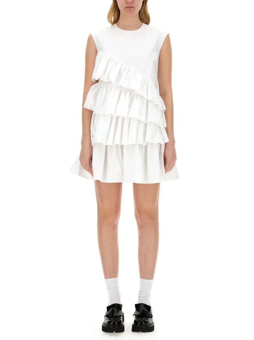 Thumbnail - MSGM - Dress With Ruffles - Größe 40 - weiß