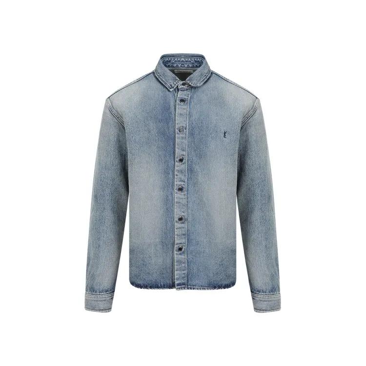 Saint Laurent - Trouville Beach Blue Cotton Relaxed Shirt - Größe XL - blau