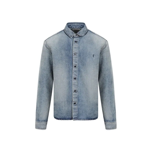 Saint Laurent Trouville Beach Blue Cotton Relaxed Shirt Blue 