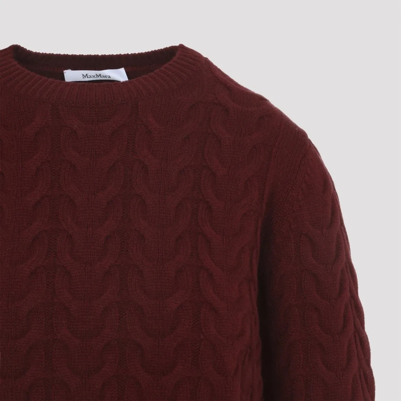 Max Mara Pullover Cable Knit Cashmere Sweater In Deep Burgundy Burgundy(Image 3)