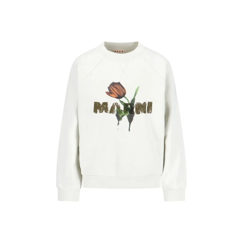 Marni  Logo Crewneck Sweatshirt – Cream Hellgrün