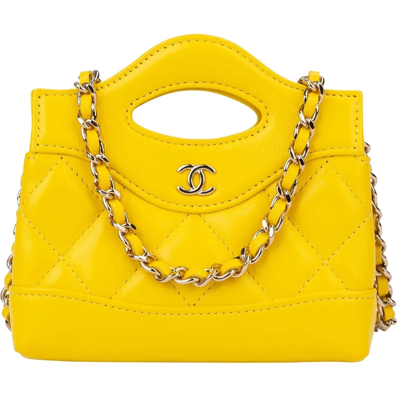 Chanel Schultertasche Chanel Quilted Lambskin Micro 31 Crossbody Bag gelb