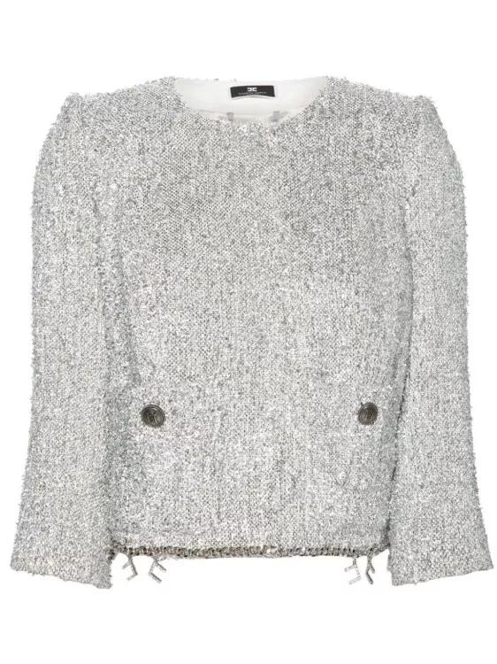 Elisabetta Franchi - Tweed Jacket - Größe 44 - gray