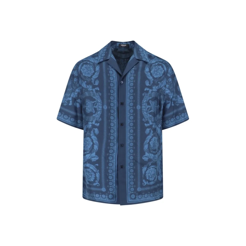 Versace Overhemd "Barocco" Silk Shirt – Blue Blue