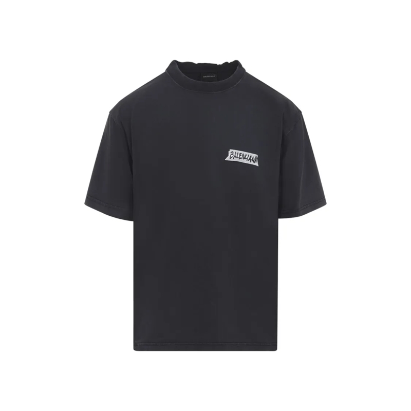 Balenciaga T-shirt Black Cotton T-Shirt With Handwritten Accents Black