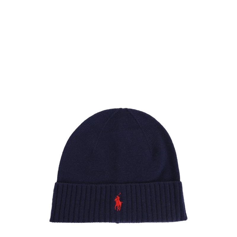 Polo Ralph Lauren Chapeau en laine Beanie mit gesticktem Logo blau