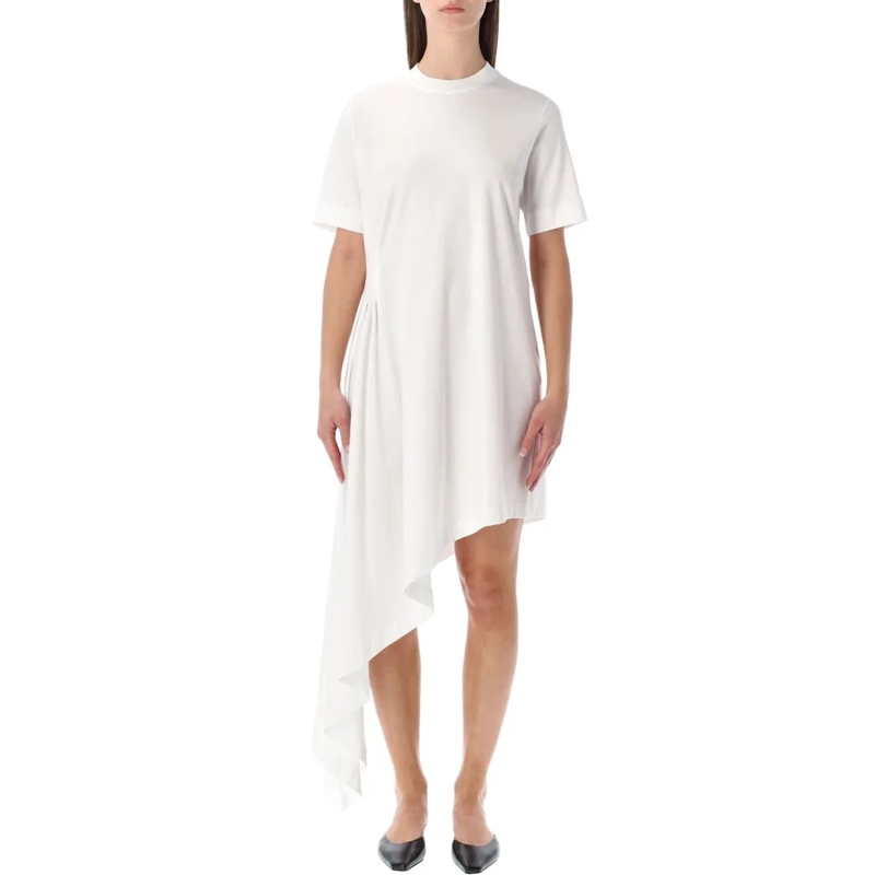 Loulou Studio Midi-jurk Igari Asymmetric T-Shirt Dress White
