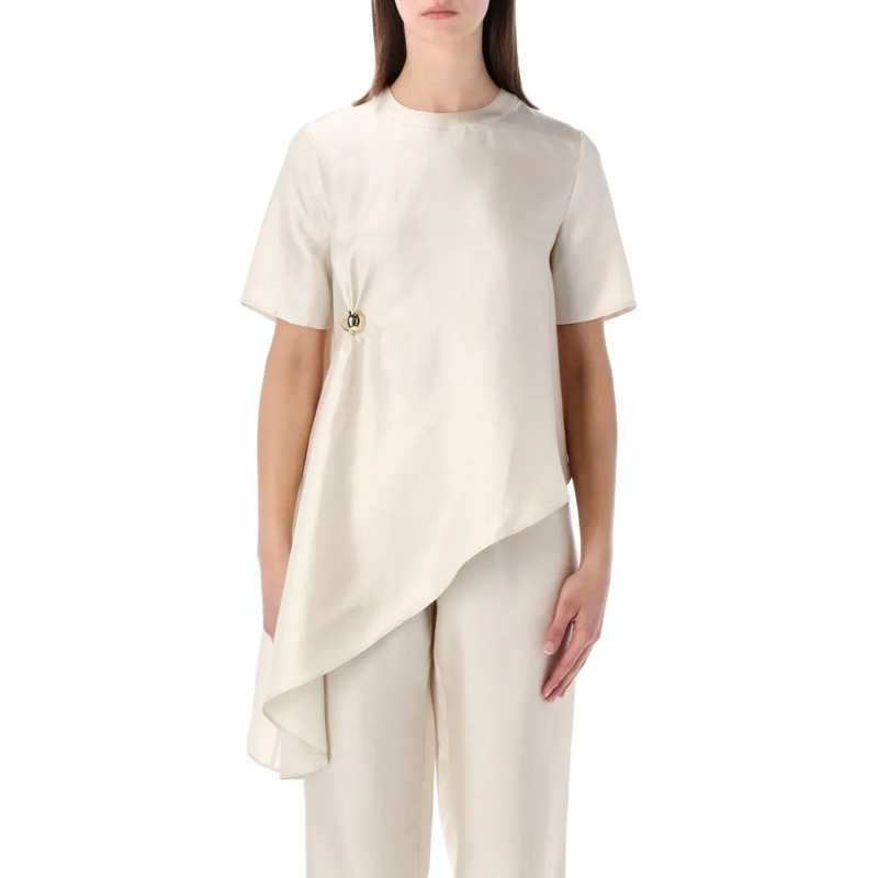Loulou Studio Bluse Madea Asymmetric Silk Top Neutrals