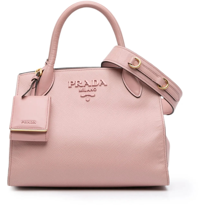 Prada Sac à bandoulière Small Saffiano Cuir Monochrome Top Handle Tote rose
