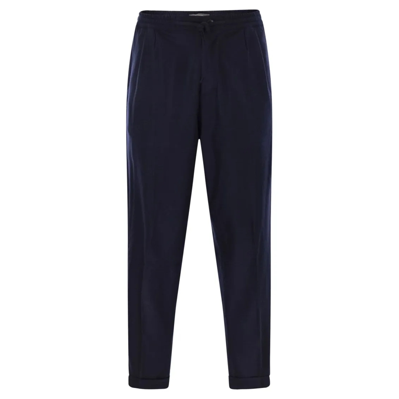 Fedeli Pantalon de jogging Harvard - Soft Cashmere Flannel Trousers Blue