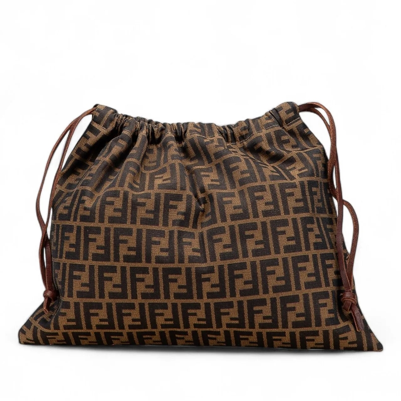 Fendi Nécessaire Zucca Canvas Drawstring Pouch braun