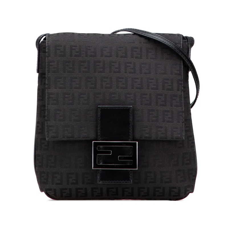 Fendi Schultertasche Zucchino Canvas Crossbody schwarz