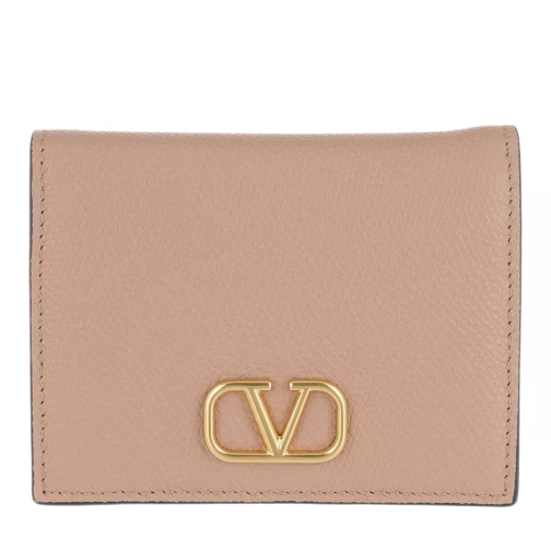 Valentino Garavani V Logo Wallet Leather Rose Nude Portemonnaie mit Überschlag