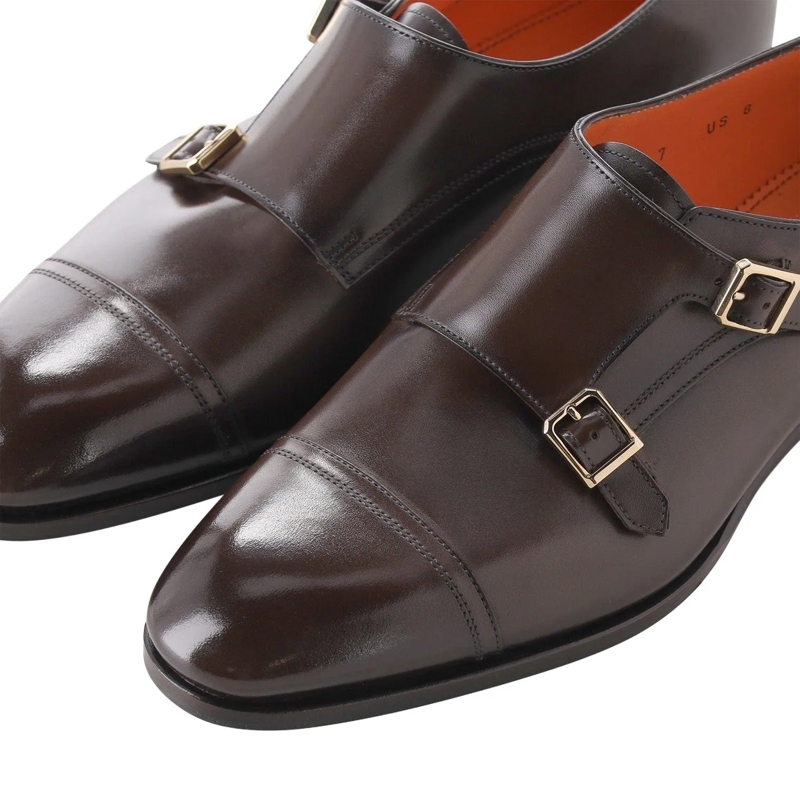 Santoni Chaussures à lacets Doppel-Monkstraps aus Leder braun(Image 2)