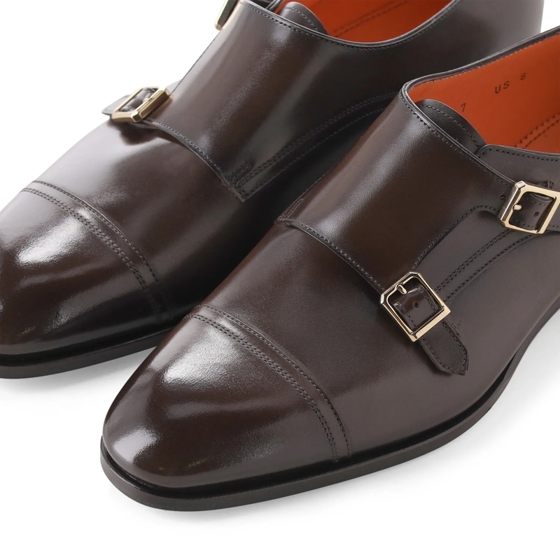 Santoni Chaussures à lacets Doppel-Monkstraps aus Leder braun(Image 3)