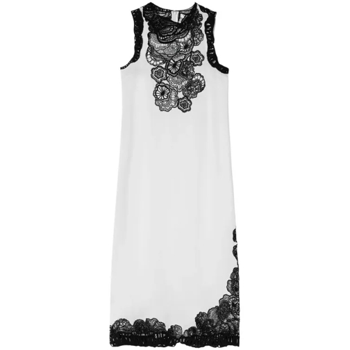 Jil Sander Black And White Floral-Embroidered Dress White 