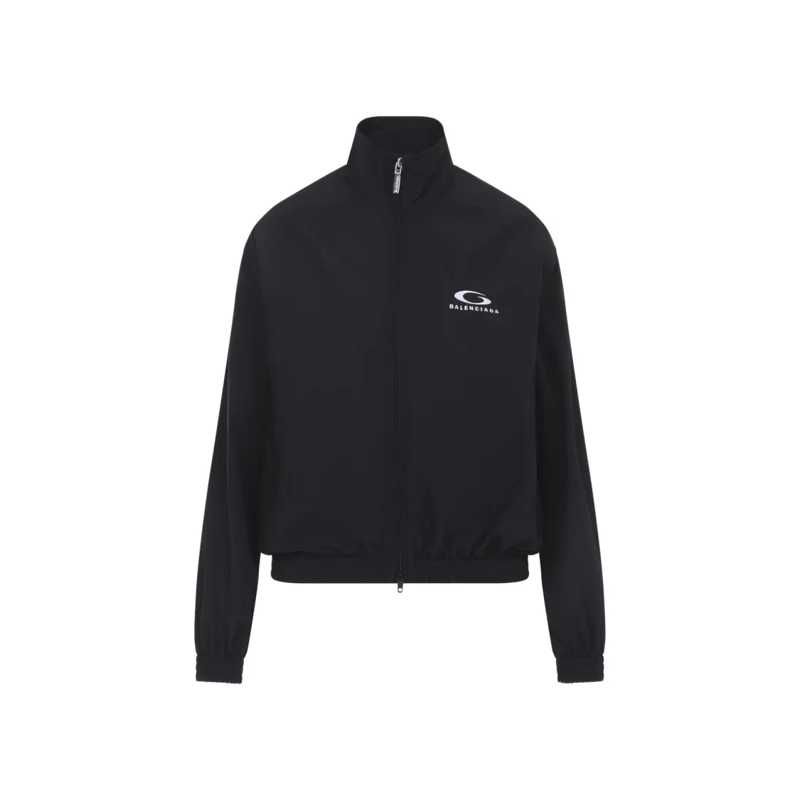 Balenciaga Bomberjack High-Collar Black Jacket With Bold Logo Detailing Black