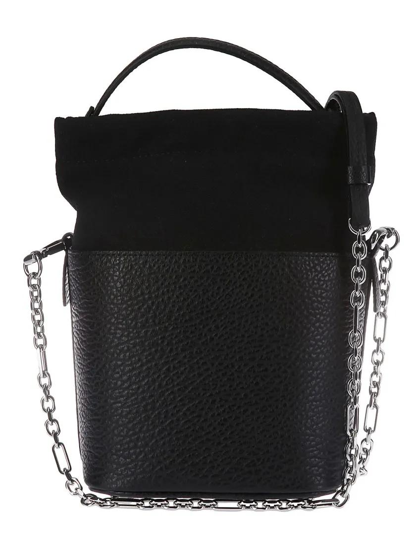Maison Margiela Bucket bags Leather Bucket Bag With Drawstring Closure in zwart