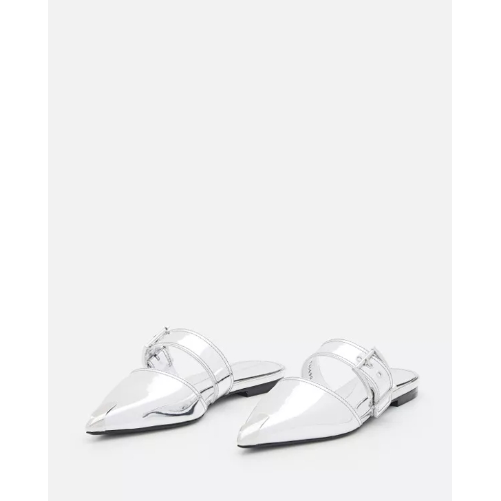 サンダル・ミュール ALEXANDER MCQUEEN MIRROR POINTED OPEN BACK SANDALS Alexander McQueen MIRROR POINTED OPEN BACK SANDALS Silver