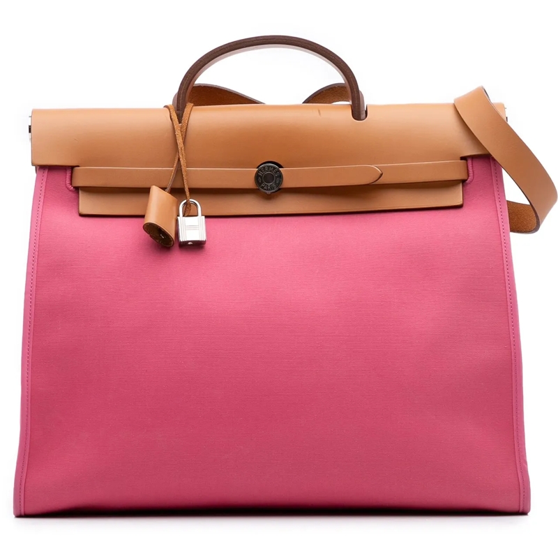 Hermès Schultertasche Toile Herbag Zip 39 rose
