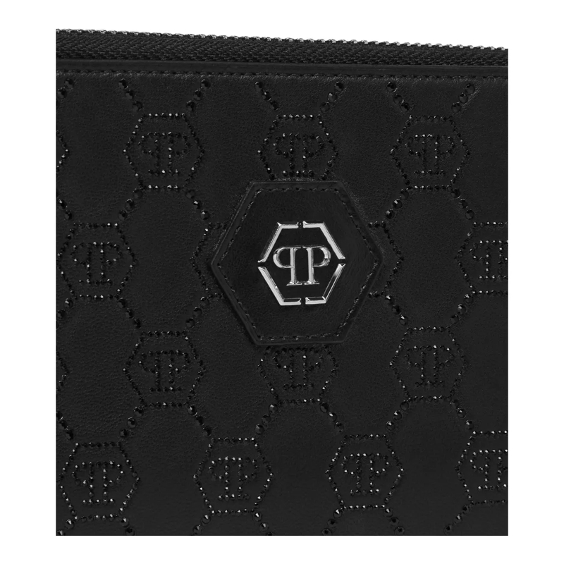 Philipp Plein Geldbörse Mid-Zip Brieftasche Monogram Verziert schwarz(Image 3)