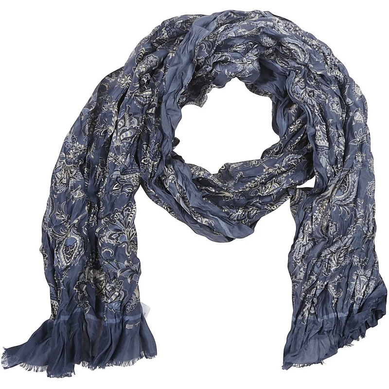 Etro Écharpe en laine Scarf Blue blau