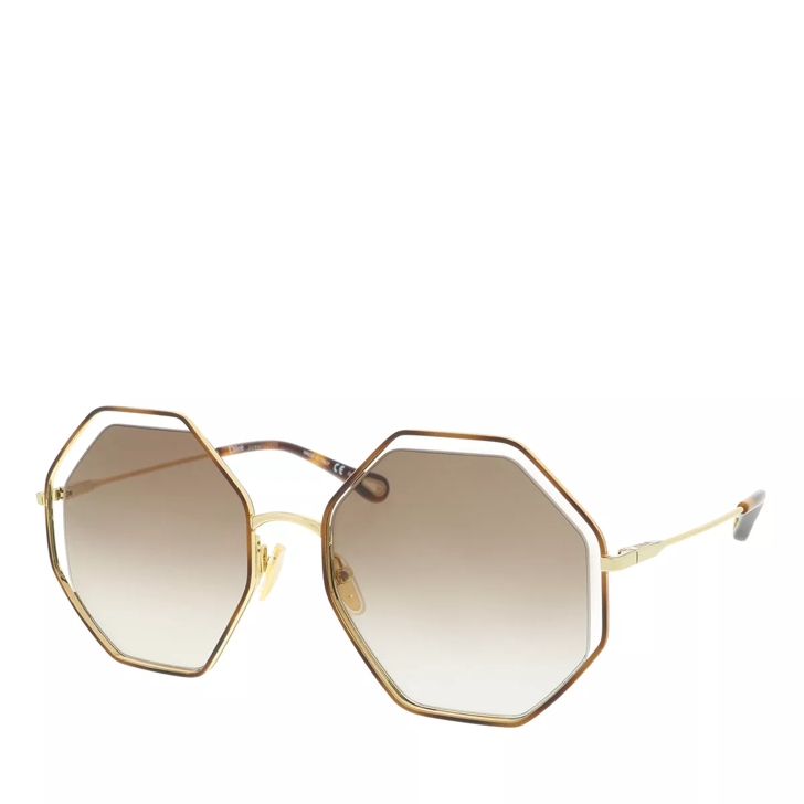 Chlo POPPY hexagonal metal sunglasses HAVANA GOLD BROWN