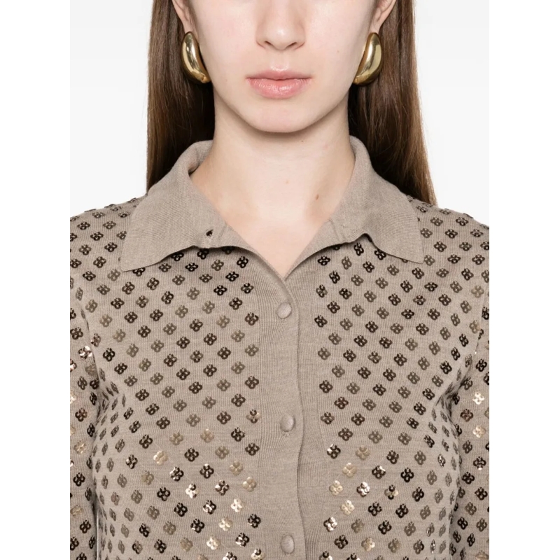 Max Mara Strickjacke Classic Collared Sweater With Subtle Sequin Detail Neutrals(Image 2)