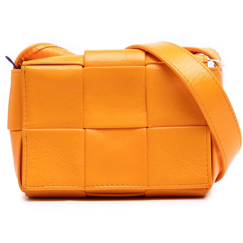 Bottega Veneta Schultertasche Extra Mini Crinkled Lambskin Intrecciato Cassette  orange