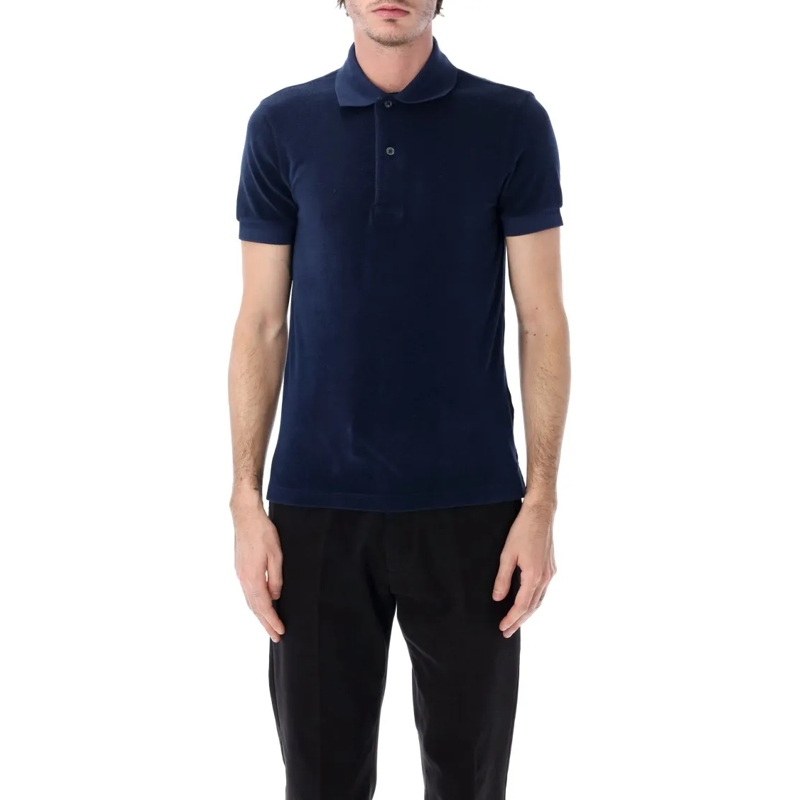 Tom Ford Polohemd Cotton-Blend Towelling Polo Blue