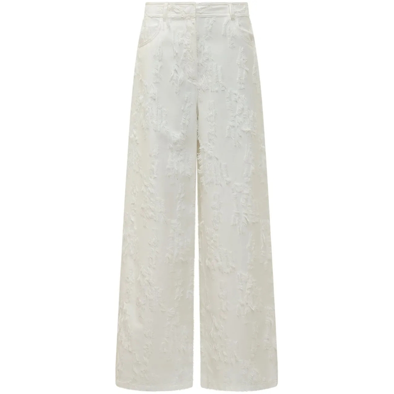 MSGM Hose Pantaloni Palazzo in Tessuto Jacquard weiß