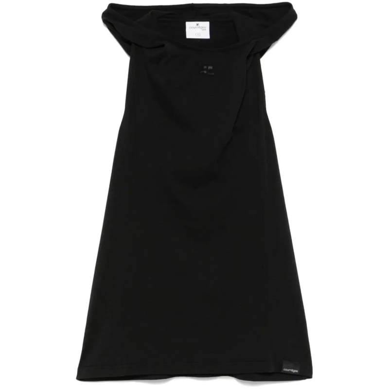 Courrèges Blouse Hooded Sleeveless Black Top Black