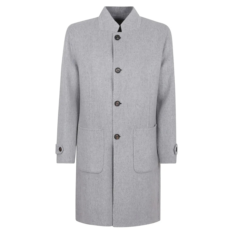 Eleventy Winterjas Wool-Cashmere Blend Coat With Stand Collar Grey
