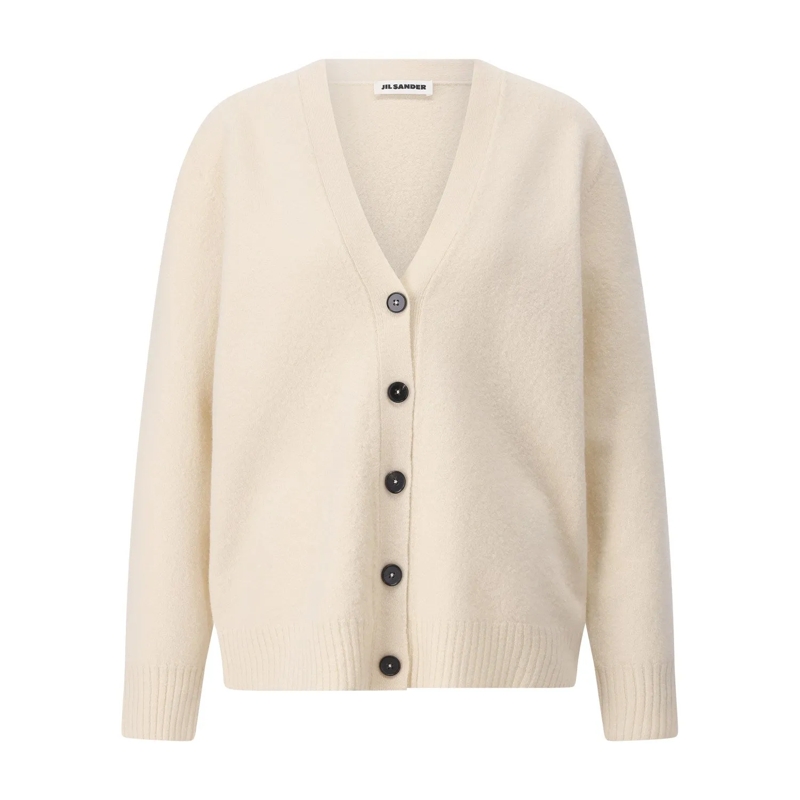 Jil Sander Strickjacke Cardigan aus Wolle Creme