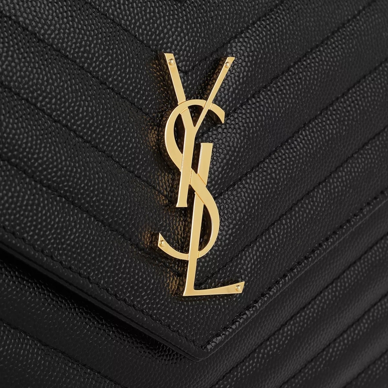 Saint Laurent Crossbody Bag Ysl Chain Wallet Monogram Black Gold(Image 5)