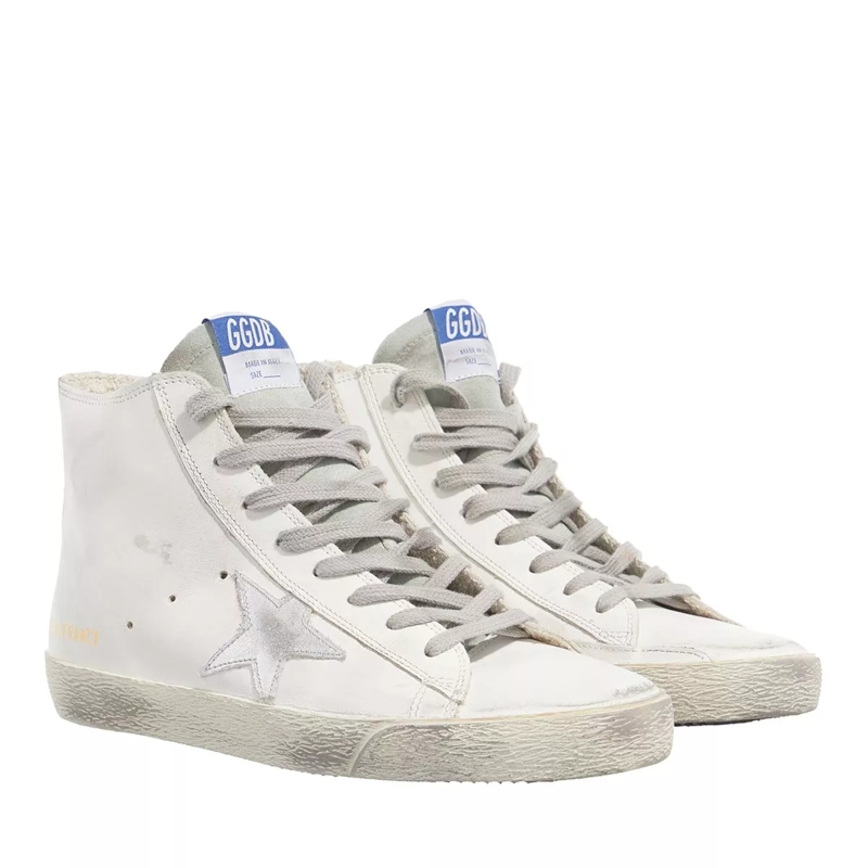 Golden Goose High-Top-Sneaker Laminated Star White Silver Milk