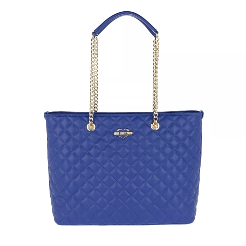 Love Moschino Borsa Nappa Pu Long Handle Chain Shopping Bag Blu Shopper