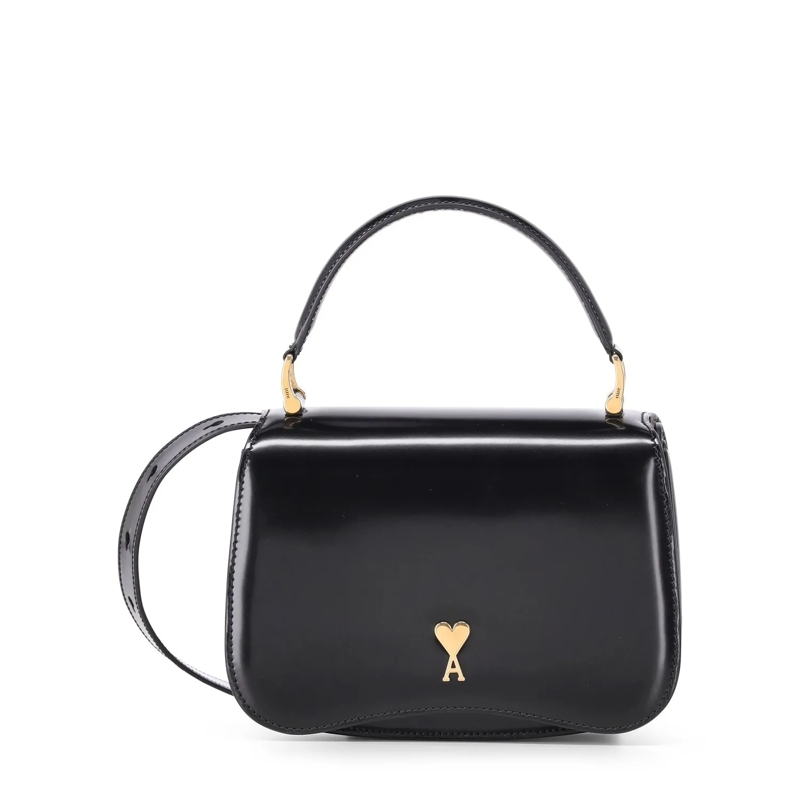 AMI Paris Crossbody Bag Paris Paris Purse - Leather - Black Black
