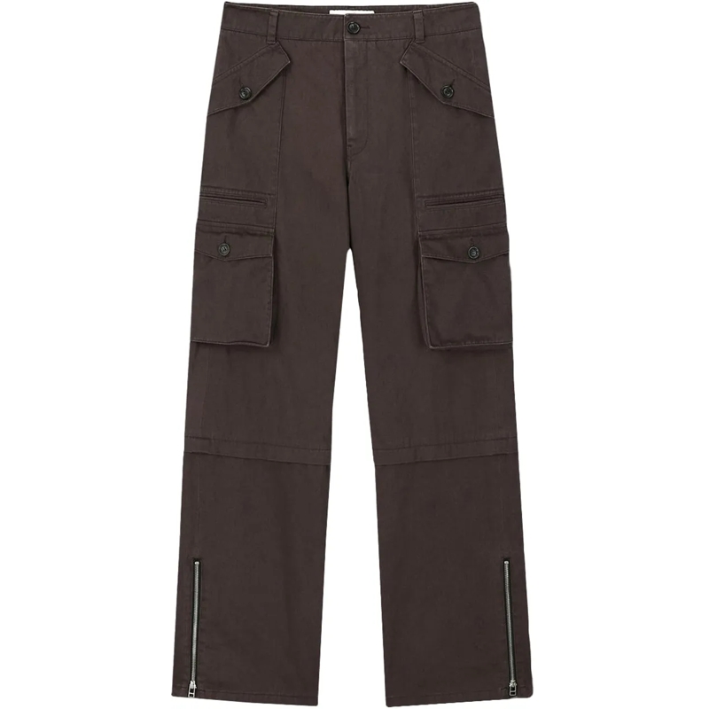 Tony Wack  Pantaloni Utility Cargo Garment Washed Faded Marro mehrfarbig
