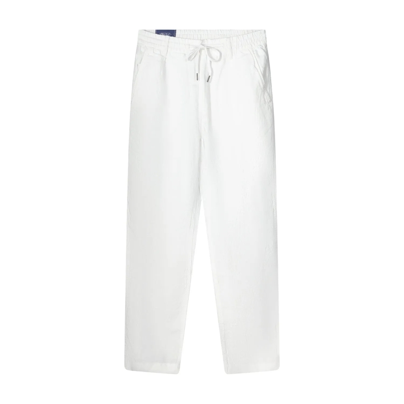 Polo Ralph Lauren Freizeithose Tapered-Fit Hose aus Leinen weiß