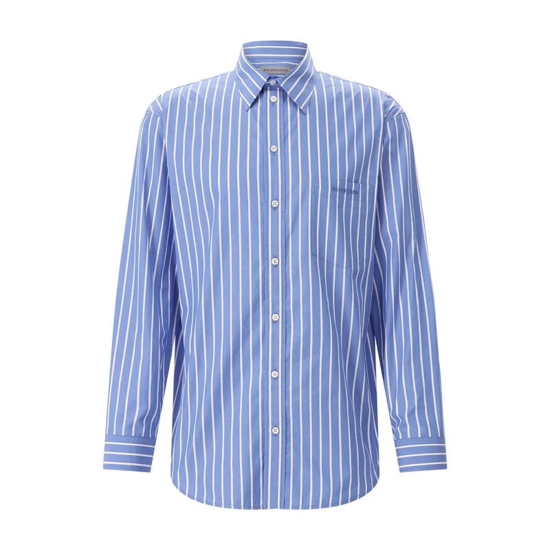 Balenciaga Hemd Gestreiftes Hemd mit Logo blau