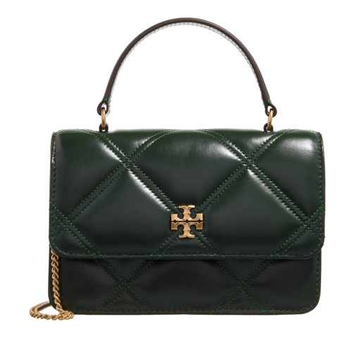 Tory Burch Kira Diamond Quilt Mini Top Handle Chain Wallet Fir Tree Portemonnee Aan Een Ketting