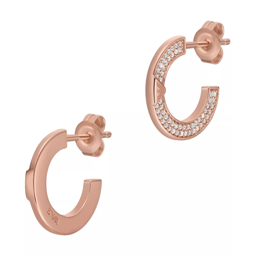 Emporio Armani Sterling Silver Hoop Earrings Rose Gold Band